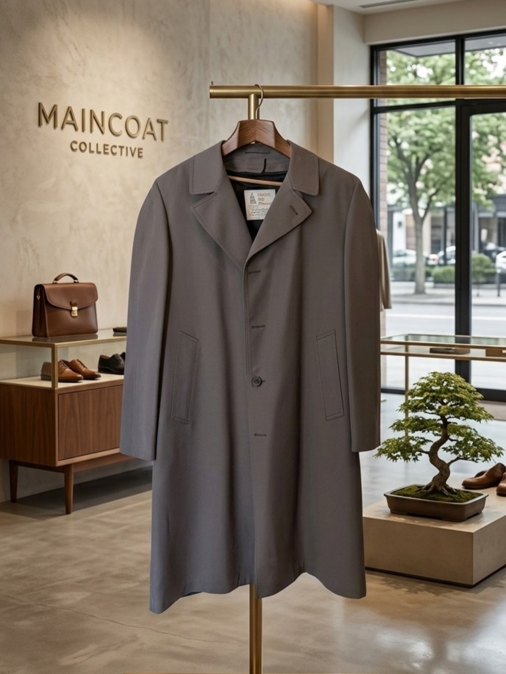 London Fog Men's Toupe Gray Single-Button Trench Coat 42 R W Zip Out Lining